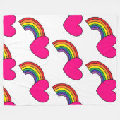 Weiße Decke mit Regenbogen und heißen rosa Herzen (Vorderseite (Horizontal))