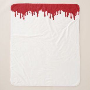 Weiße Decke mit tomatenrotem Tropfenrand (individu Sherpadecke