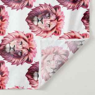 Weiße Design mit rosa Löwenkopf-Tiermuster Stoff