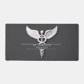Weiße, detaillierte Caduceus Anthracit Medical Schreibtischunterlage (Vorderseite)