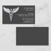 Weiße, detaillierte Caduceus Anthracit Medizin Visitenkarte (Vorne/Hinten)