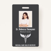 Weiße, detaillierte Caduceus Foto ID Ausweis (Vorderseite)