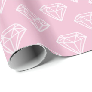 Weiße Diamant-Juwel-Muster-Rosa-Geschenkpapier Geschenkpapier