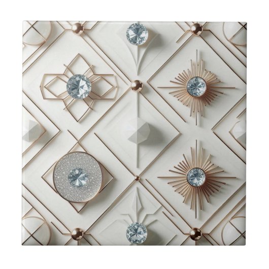 Weiße Diamant Mid-Century-Modern Fliese (Vorderseite)