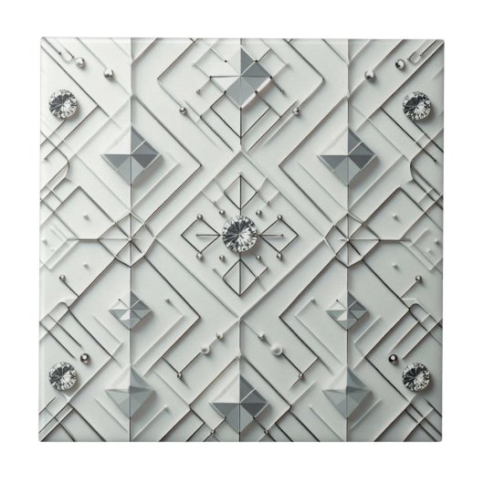 Weiße Diamant Mid Century Modern Fliese (Vorderseite)