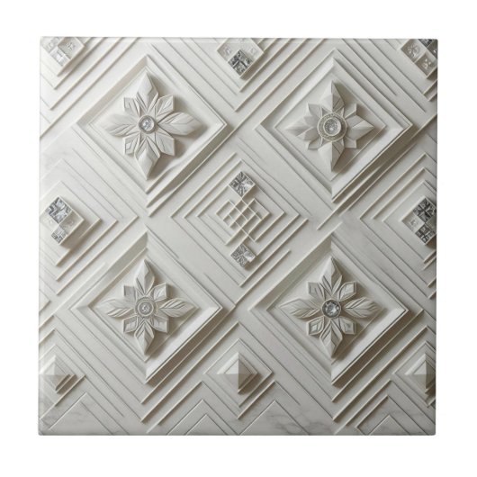 Weiße Diamant-Mitte-des-Jahrhunderts-Modern Fliese (Vorderseite)