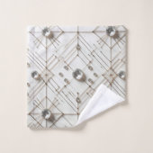 Weiße Diamant-Mittelmoderne Handtuchgarnitur Badhandtuch Set (Waschlappen)