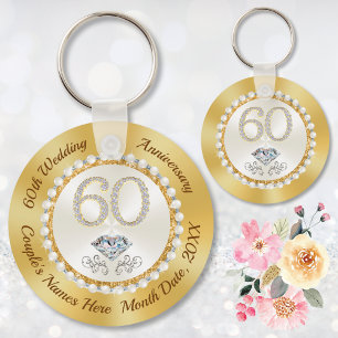Weiße Diamant personalisierte 60. Jubiläumsartikel Schlüsselanhänger