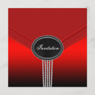 Weiße Diamant-Rot-Schwarz-Schwarze Galaveranstaltu Einladung