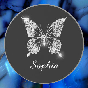 Weiße Diamant-Schmetterling, DIY-Schriftname, Schw Getränkeuntersetzer