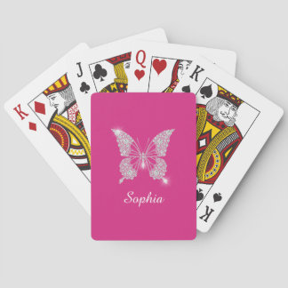 Weiße Diamant-Schmetterling, Schriftname, Fuchsia Spielkarten