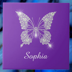 Weiße Diamant-Schmetterling, Schriftname, Lila Fliese