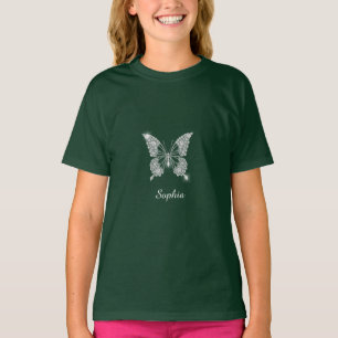 Weiße Diamant-Schmetterling, Schriftname, Schwarz T-Shirt