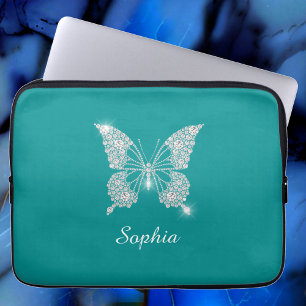 Weiße Diamant-Schmetterling, Schriftname, Tiefes T Laptopschutzhülle