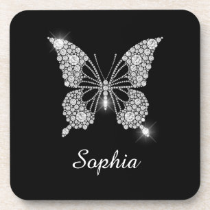 Weiße Diamant-Schmetterling, Skriptname, Schwarz Getränkeuntersetzer