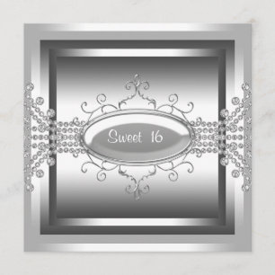 Weiße Diamant-weißer Bonbon 16 Geburtstags-Party Einladung