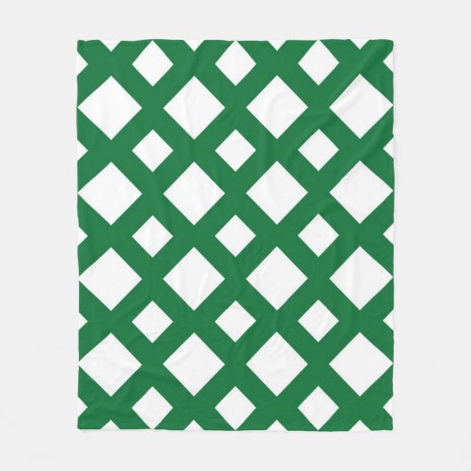 Weiße Diamanten auf Grün Fleecedecke (Vorderseite)