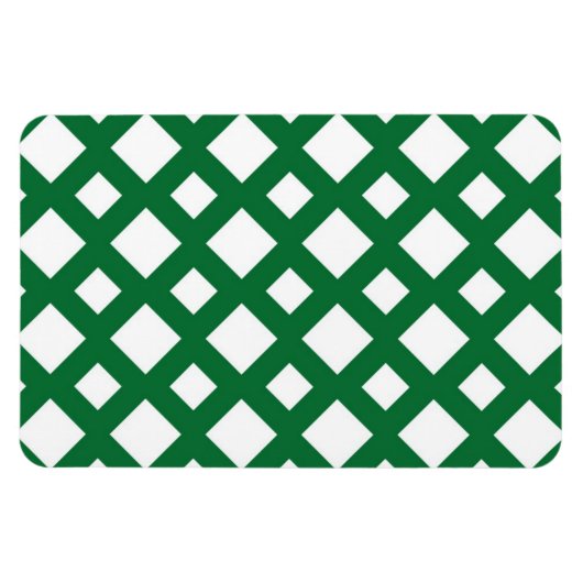 Weiße Diamanten auf Grün Magnet (Horizontal)