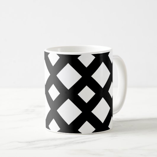 Weiße Diamanten auf schwarz Kaffeetasse (VorderseiteRechts)