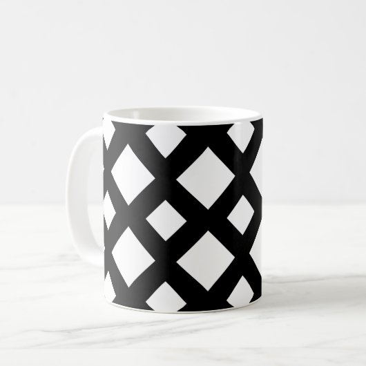 Weiße Diamanten auf schwarz Kaffeetasse (Vorderseite Links)