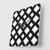 Weiße Diamanten auf schwarz Quadratische Wanduhr (Winkel)