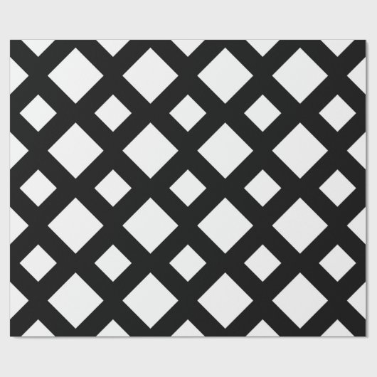 Weiße Diamanten auf Schwarzem Geschenkpapier (Flach)