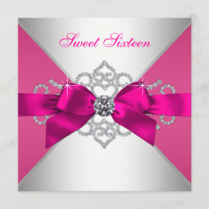 Weiße Diamanten Hot Pink Geburtstagsfeier Einladung