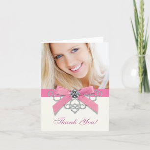 Weiße Diamanten Rosa Foto Dankeskarten Dankeskarte