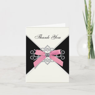 Weiße Diamanten Rosa und Schwarze Danksagungen Dankeskarte