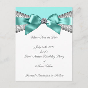 Weiße Diamanten Türkisblaue Save-the-Date-Karte Save The Date