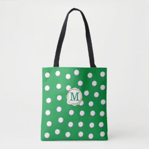 Weiße dimensionale Polka-Punkte auf Kellygrün Tasche