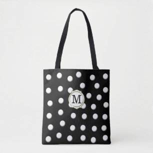 Weiße dimensionale Polka-Punkte auf Schwarz Tasche