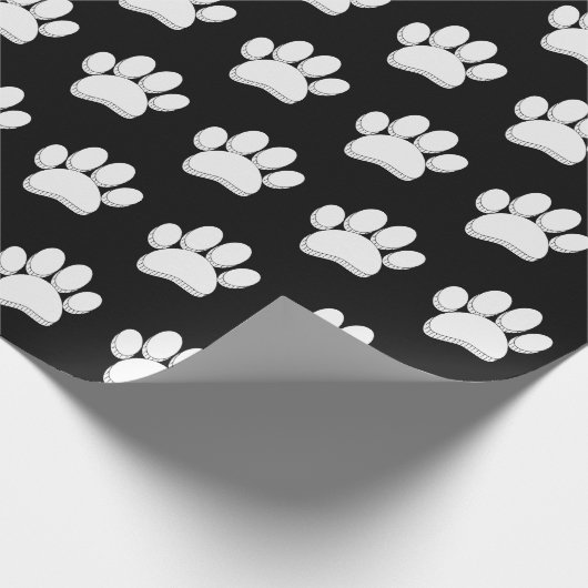 Weiße Dog-Pfote Druckhandgezeichnet Geschenkpapier (Ecke)
