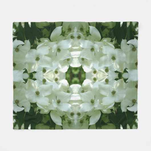 Weiße Dogwood-Blume blüht Muster Fleecedecke (Vorderseite (Horizontal))