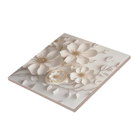 Weiße Dogwood-Blume Keramik Tile Fliese (Seite)