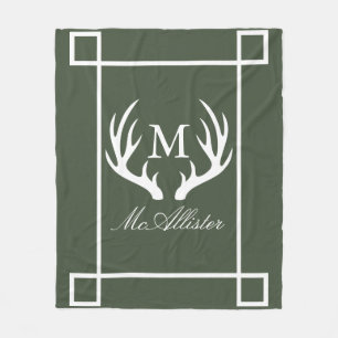Weiße Dollar-Geweih-weißer Rahmen-Familienname Fleecedecke