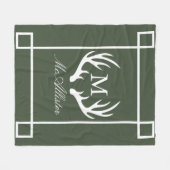 Weiße Dollar-Geweih-weißer Rahmen-Familienname Fleecedecke (Vorderseite (Horizontal))