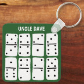 Weiße Dominosteine auf grün Personalisiert Schlüsselanhänger (Rückseite)