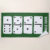 Weiße Dominosteine auf grün Personalisiert Strandtuch (Vorderseite)