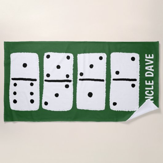 Weiße Dominosteine auf grün Personalisiert Strandtuch (Vorderseite)