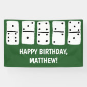 Weiße Dominosteine mit schwarzen Punkten auf Grün Banner (Horizontal)