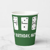 Weiße Dominosteine mit schwarzen Punkten auf Grün Pappbecher (Links)