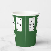 Weiße Dominosteine mit schwarzen Punkten auf Grün Pappbecher (Rechts)