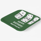 Weiße Dominosteine mit schwarzen Punkten auf Grün Pappteller (Gewinkelt)