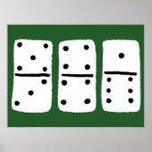 Weiße Dominosteine mit schwarzen Punkten auf Grün Poster (Vorne)