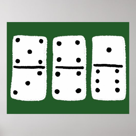 Weiße Dominosteine mit schwarzen Punkten auf Grün Poster (Vorne)