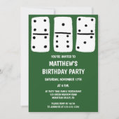 Weiße Dominosteine mit schwarzen Punkten grün Einladung (Vorderseite)