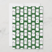 Weiße Dominosteine mit schwarzen Punkten grün Einladung (Rückseite)