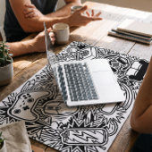 Weiße Doodle-Gaming-Icons Mousepad
