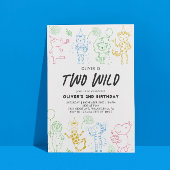 Weiße Doodle-Party 2. Geburtstag Einladung